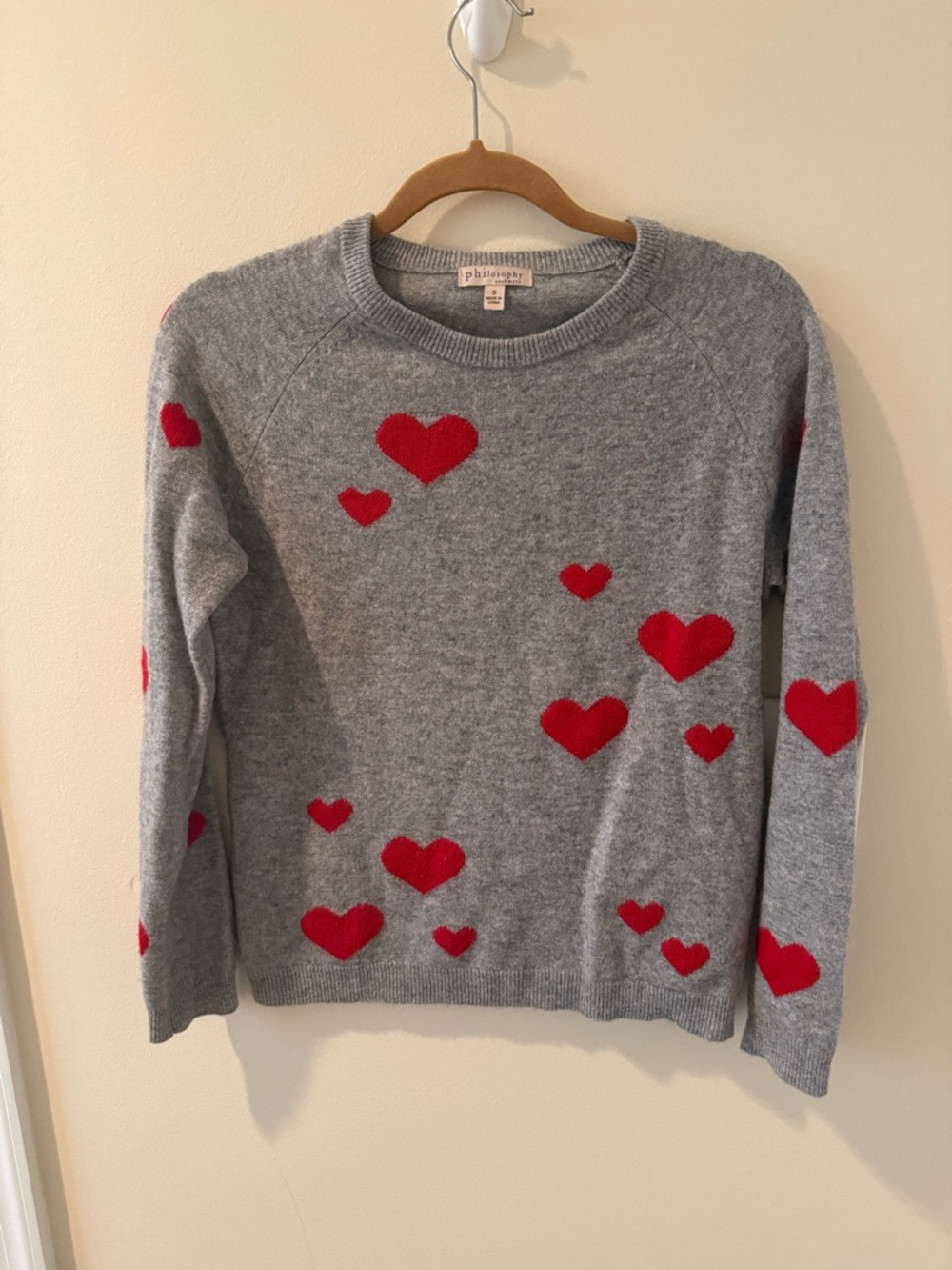 Philosophy Cashmere Heart  Crewneck Sweater